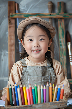 儿童绘画色彩涂鸦摄影图