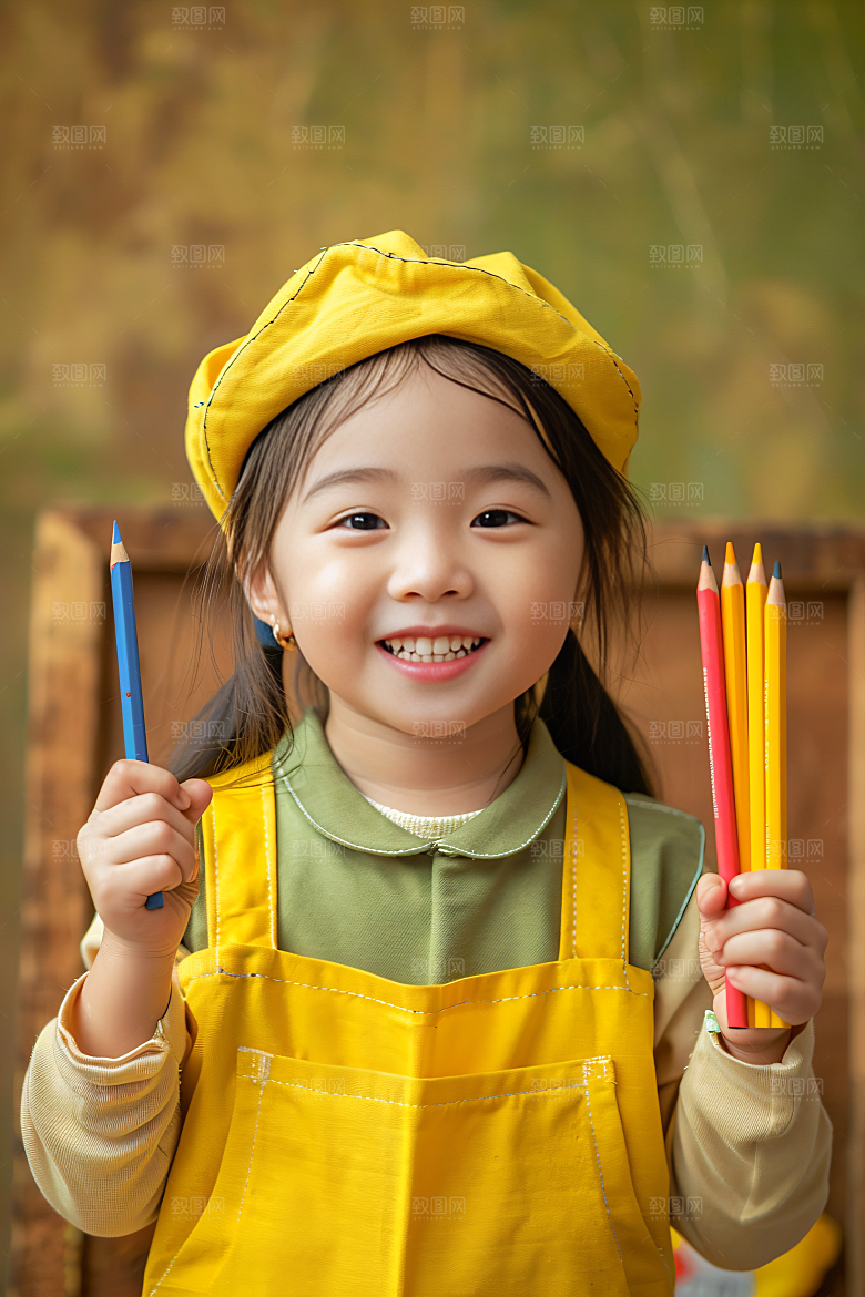 儿童绘画颜料油画摄影图