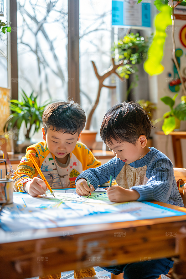 儿童绘画教学涂鸦摄影图