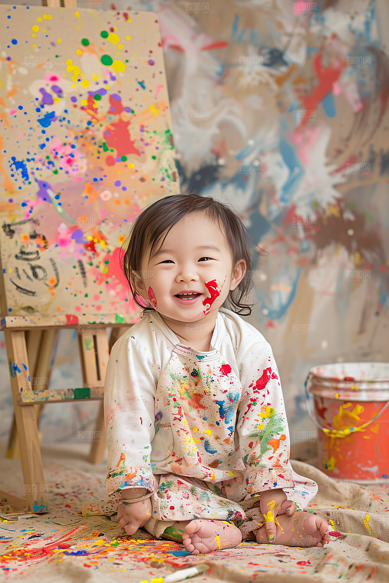 儿童绘画课程美术摄影图
