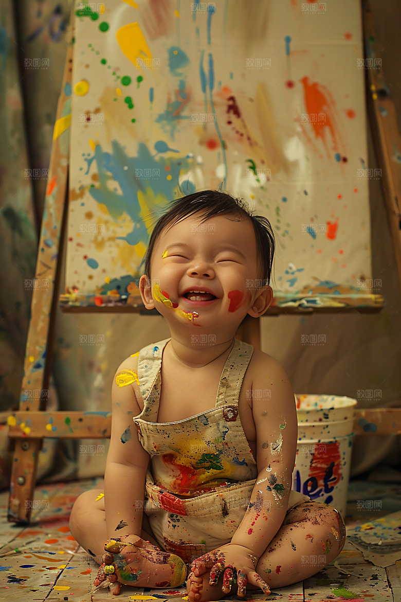 儿童绘画美术色彩摄影图