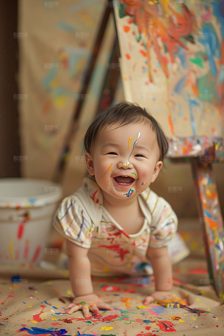 儿童绘画画板油画摄影图