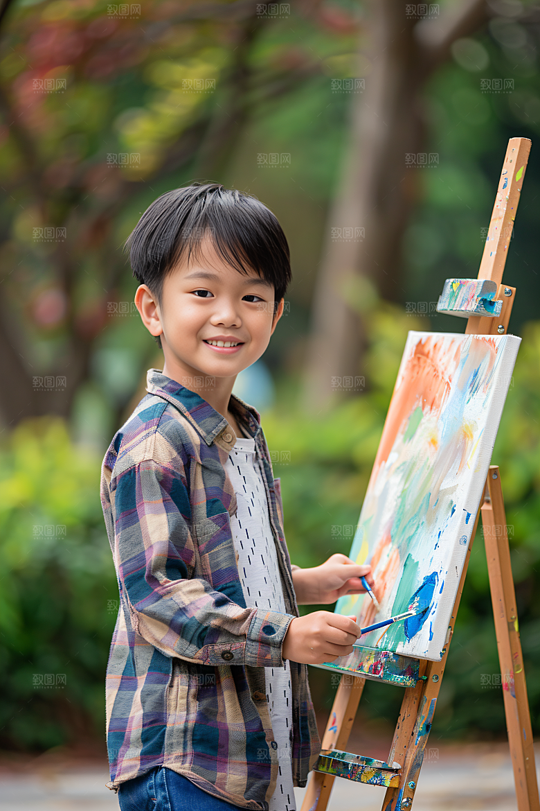 儿童绘画课堂教育摄影图