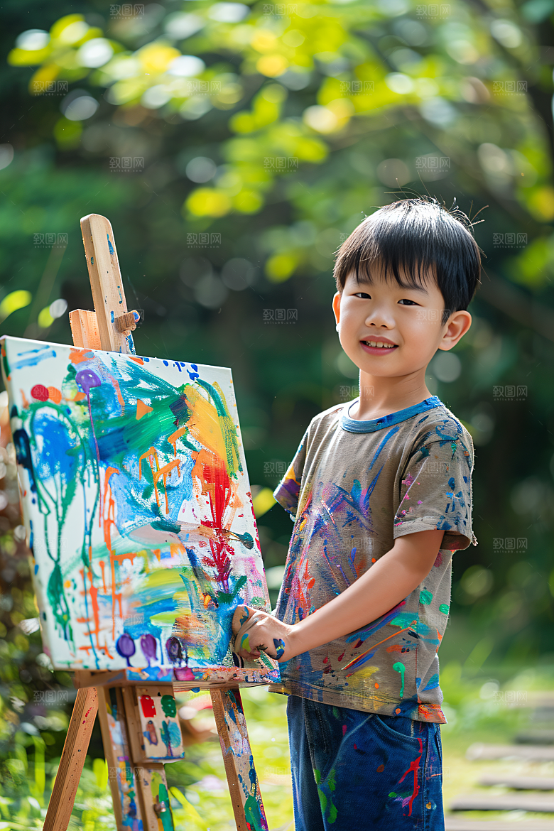 儿童绘画小画家教育摄影图