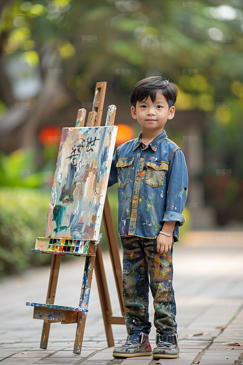 儿童绘画色彩教学摄影图