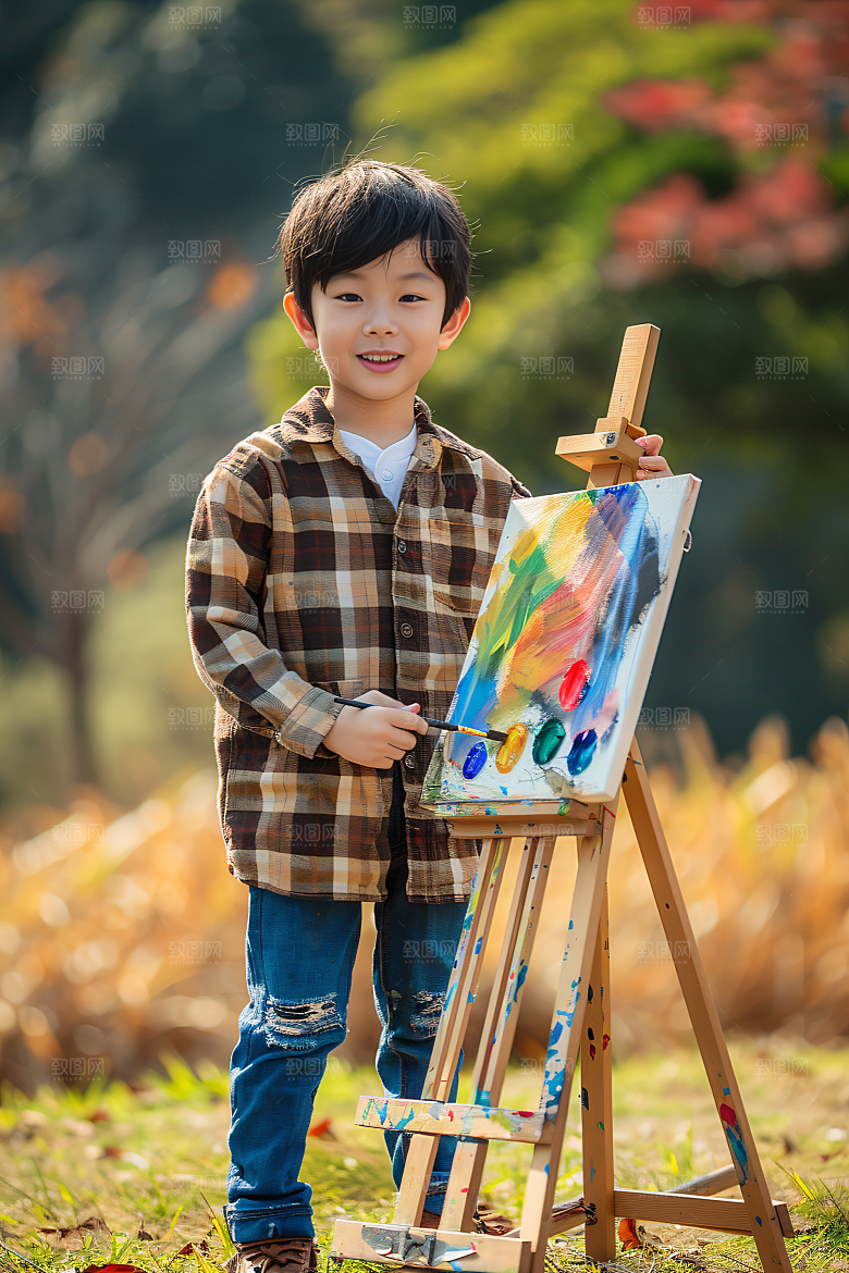 儿童绘画课堂美术摄影图