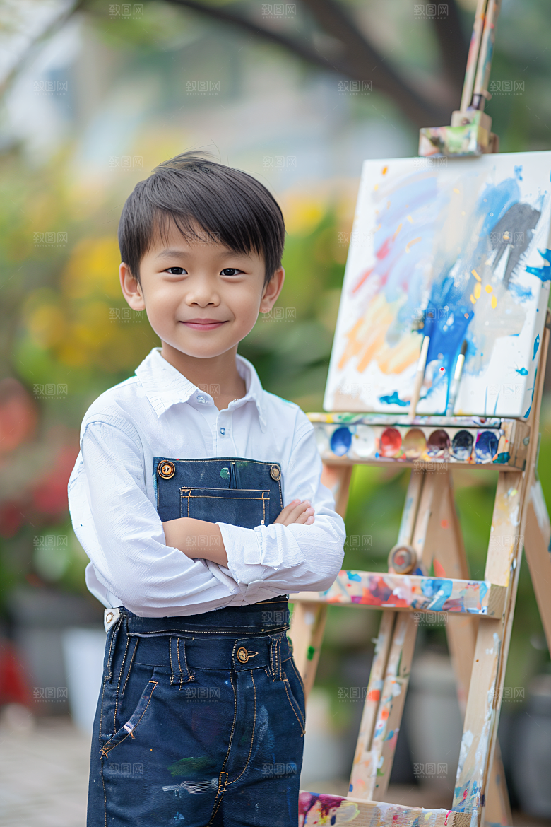 儿童绘画课堂教学摄影图