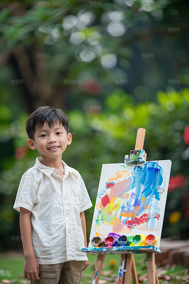 儿童绘画色彩小画家摄影图