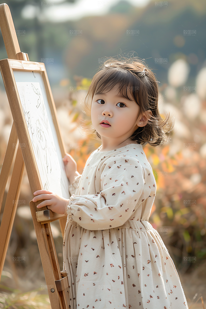 儿童绘画色彩美术摄影图