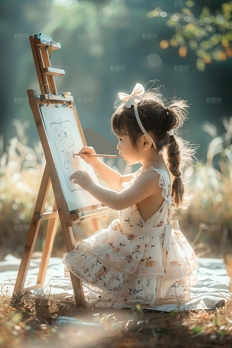 儿童绘画课程画板摄影图