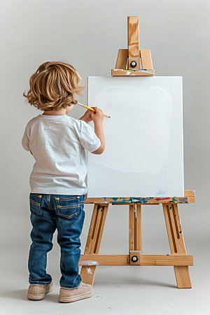儿童绘画颜料画板摄影图