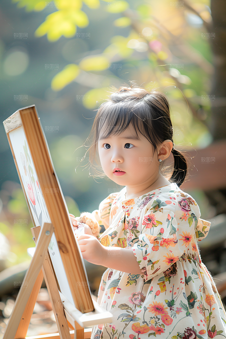 儿童绘画教学人物摄影图