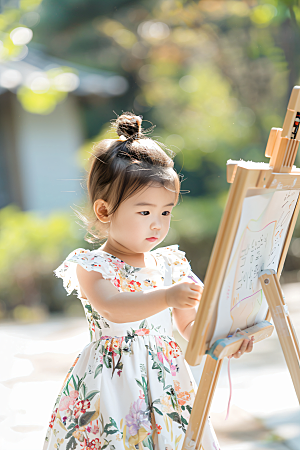 儿童绘画课程美术摄影图