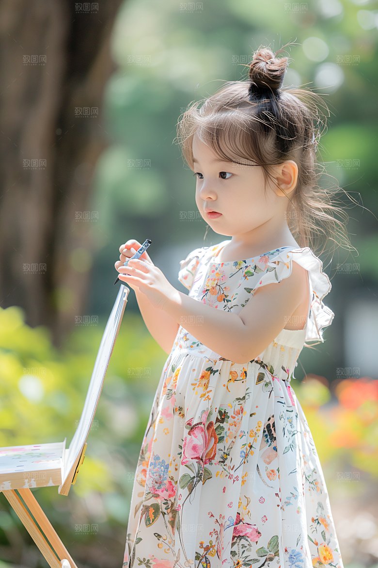 儿童绘画课程美术摄影图