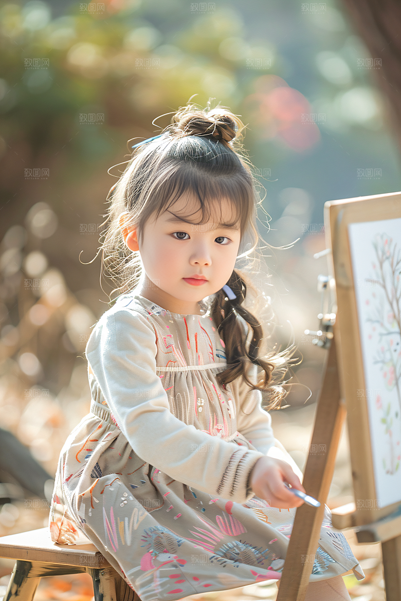 儿童绘画高清色彩摄影图