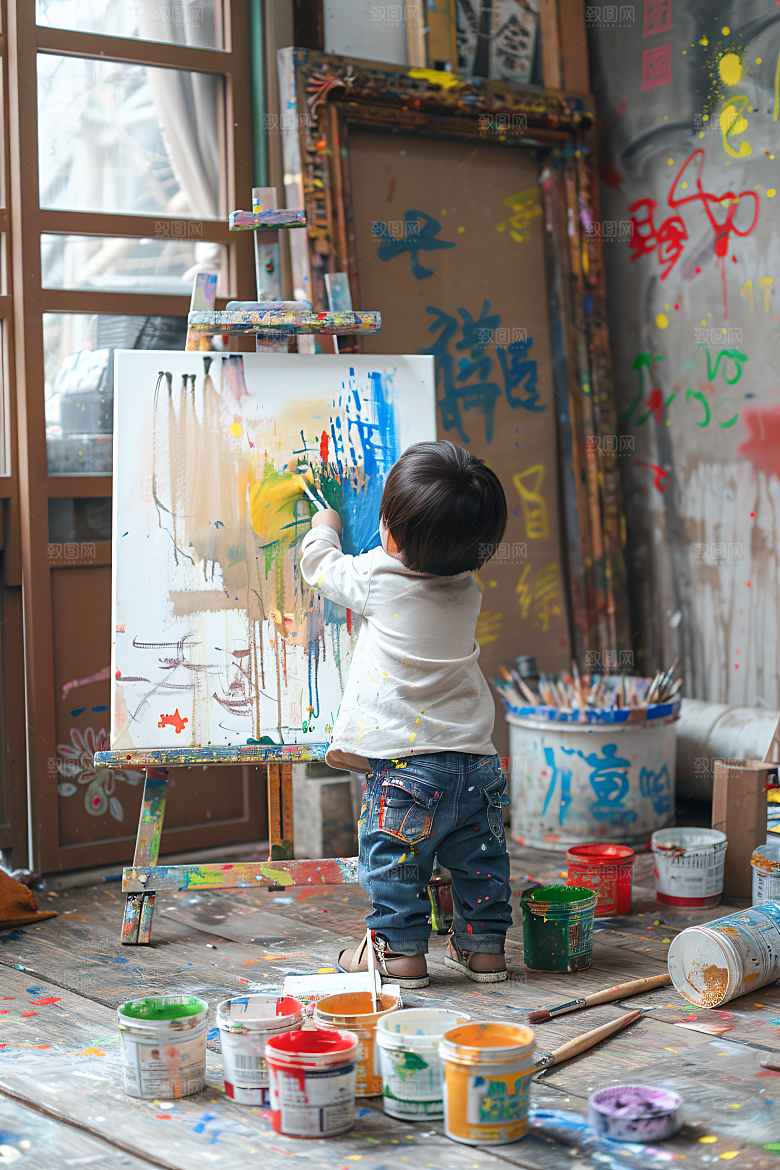 儿童绘画教学涂鸦摄影图