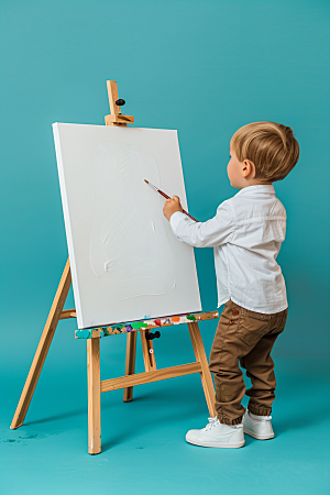 儿童绘画教育高清摄影图