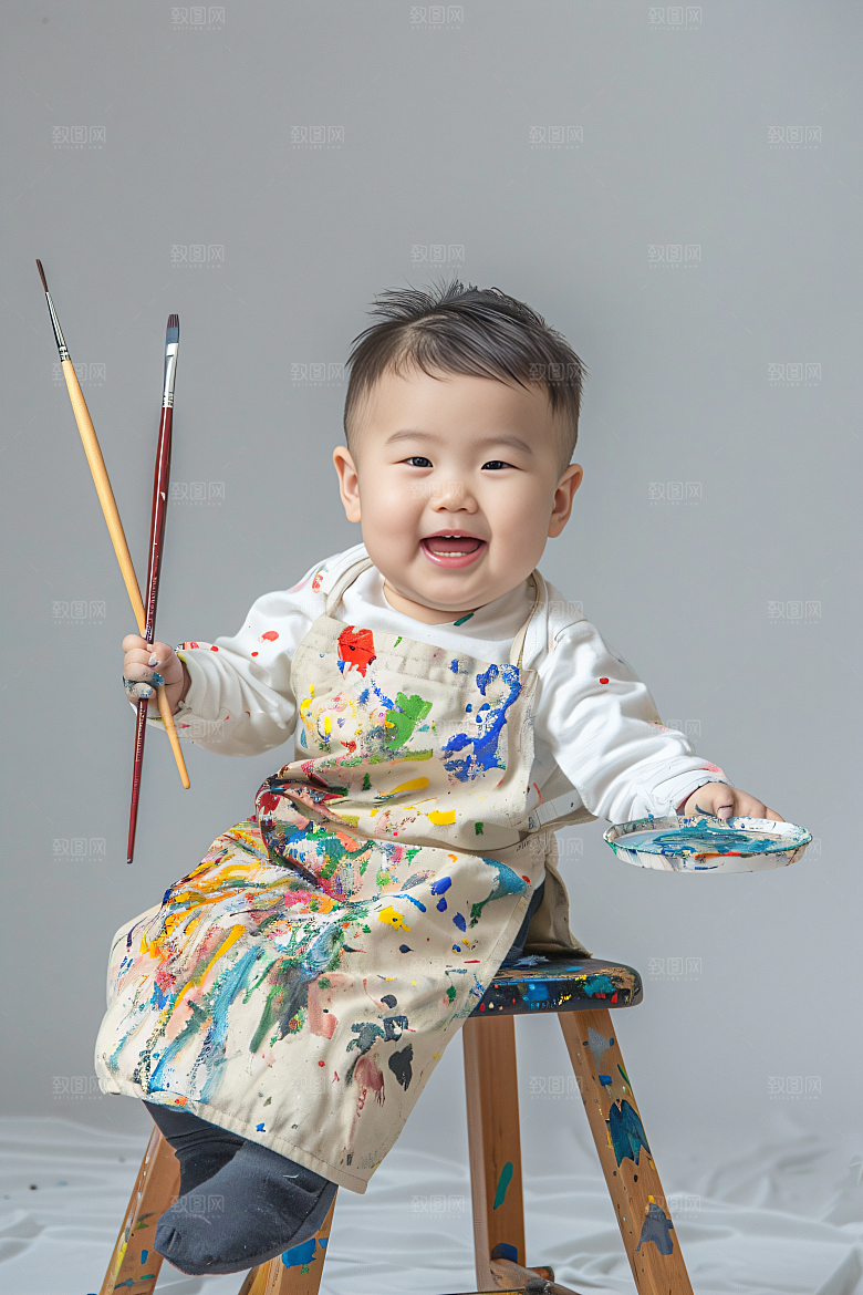 儿童绘画教育画板摄影图