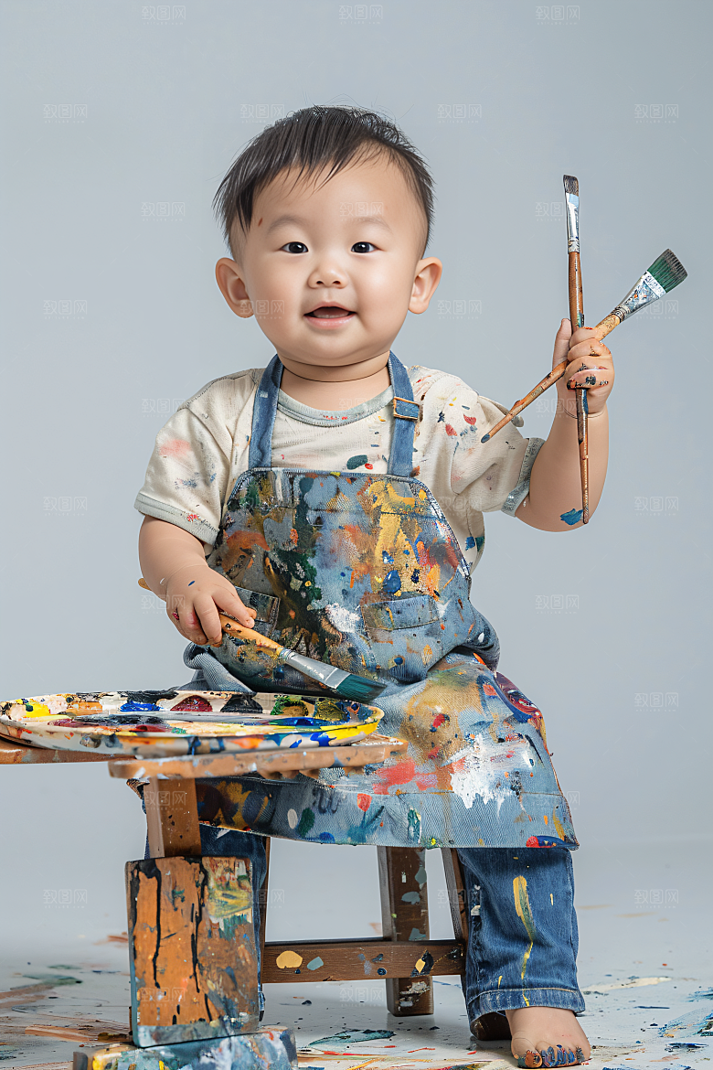 儿童绘画肖像教育摄影图