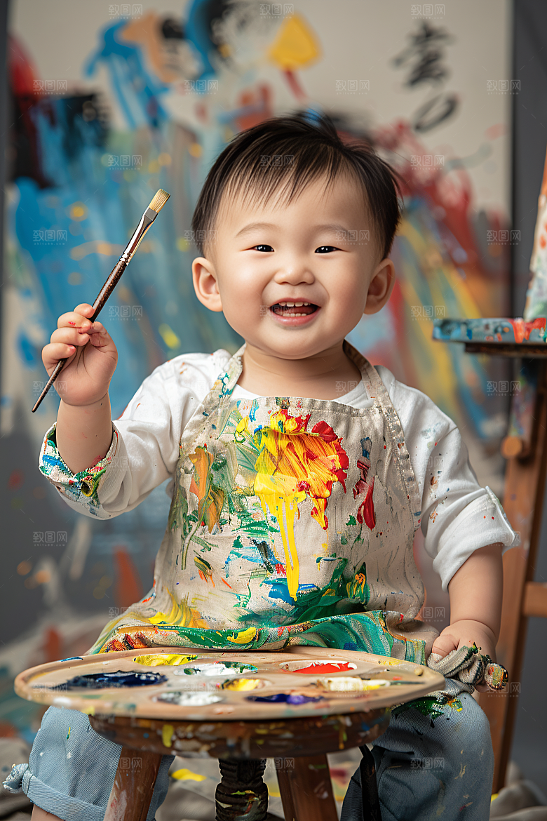 儿童绘画涂鸦人物摄影图