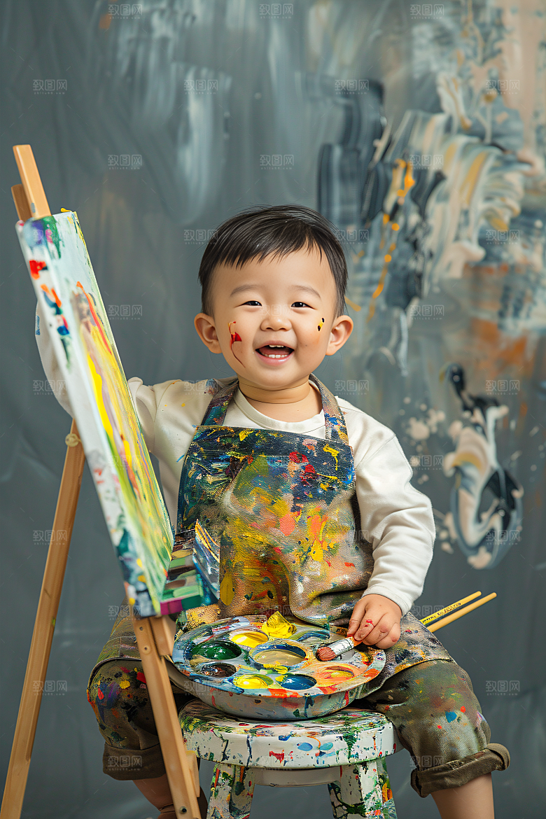 儿童绘画教育画板摄影图