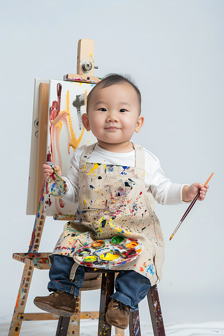 儿童绘画画板课堂摄影图