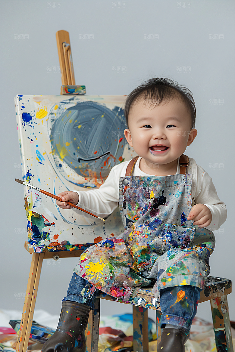 儿童绘画教学小画家摄影图
