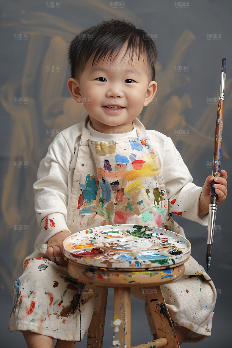 儿童绘画色彩教育摄影图