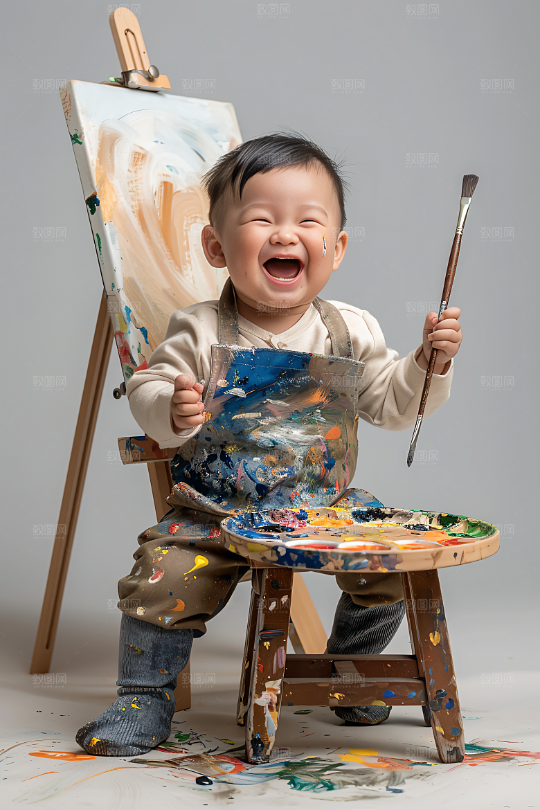 儿童绘画高清课堂摄影图