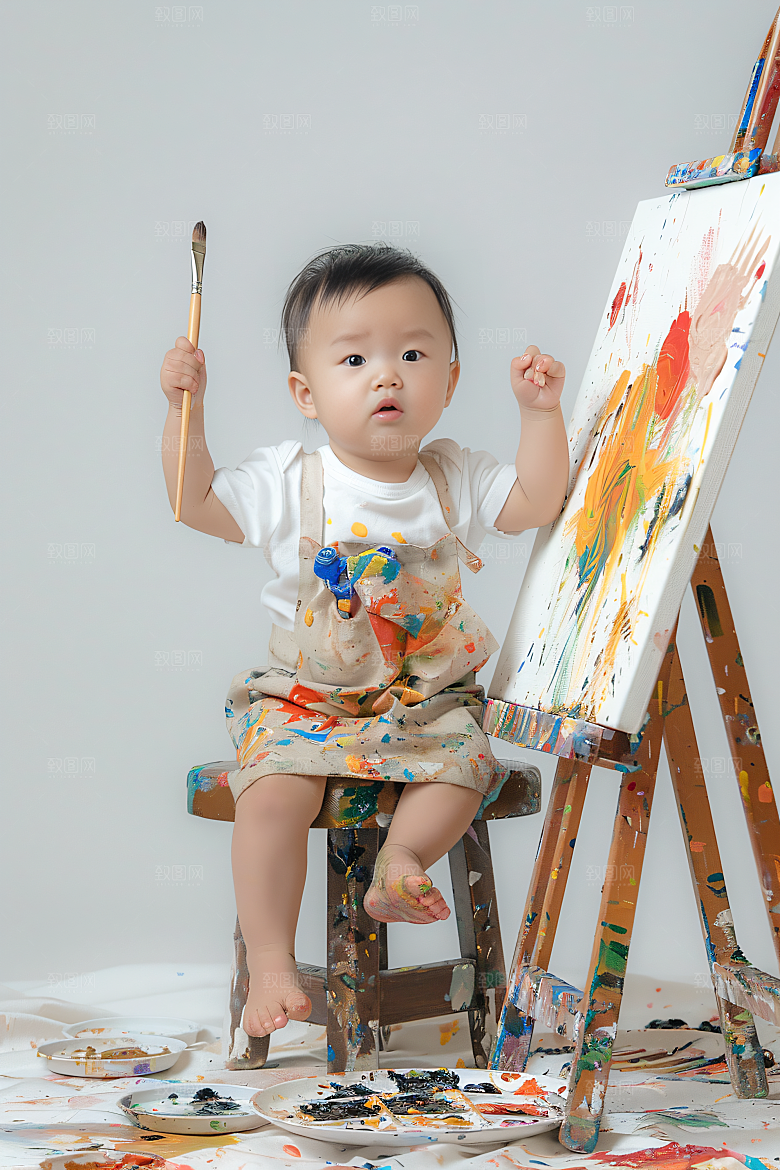 儿童绘画色彩高清摄影图