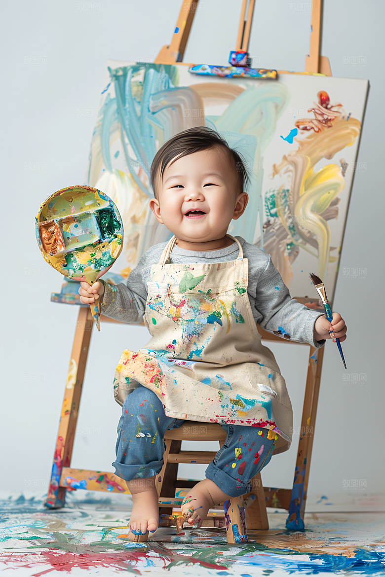 儿童绘画画板涂鸦摄影图