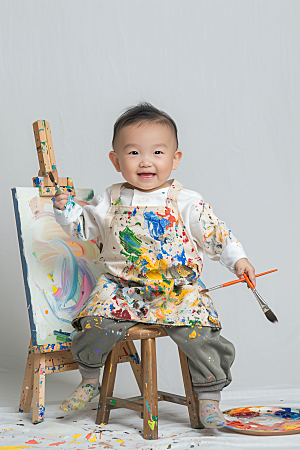 儿童绘画教育颜料摄影图