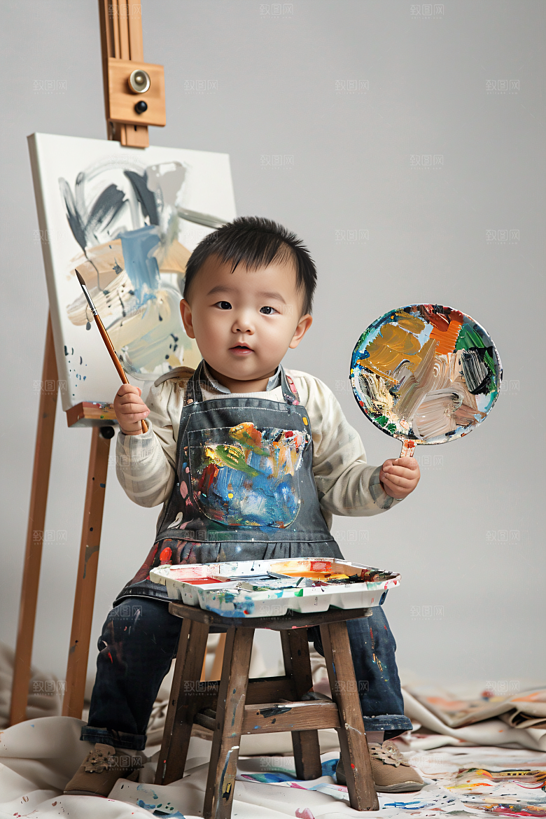 儿童绘画小画家高清摄影图
