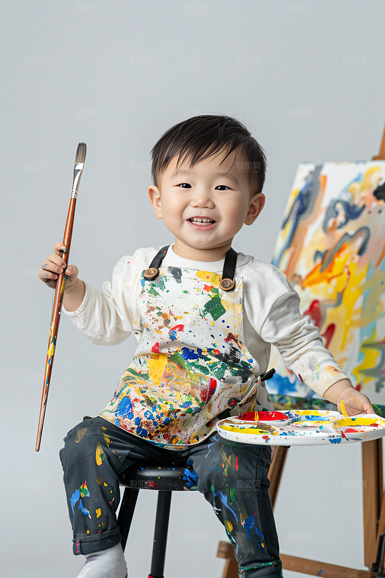 儿童绘画小画家人物摄影图