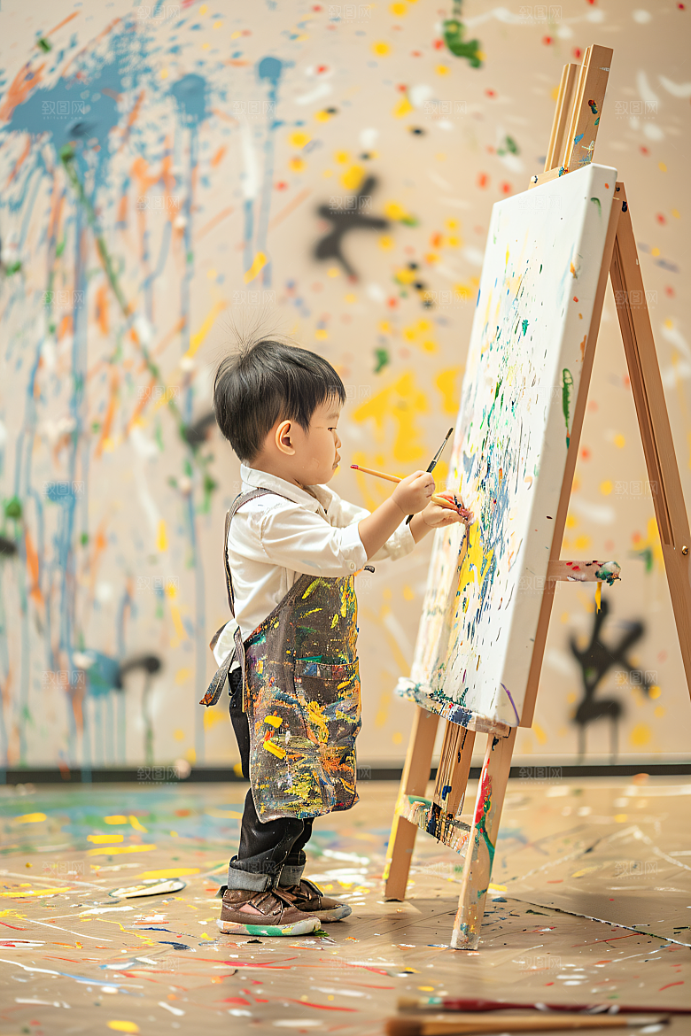儿童绘画色彩小画家摄影图