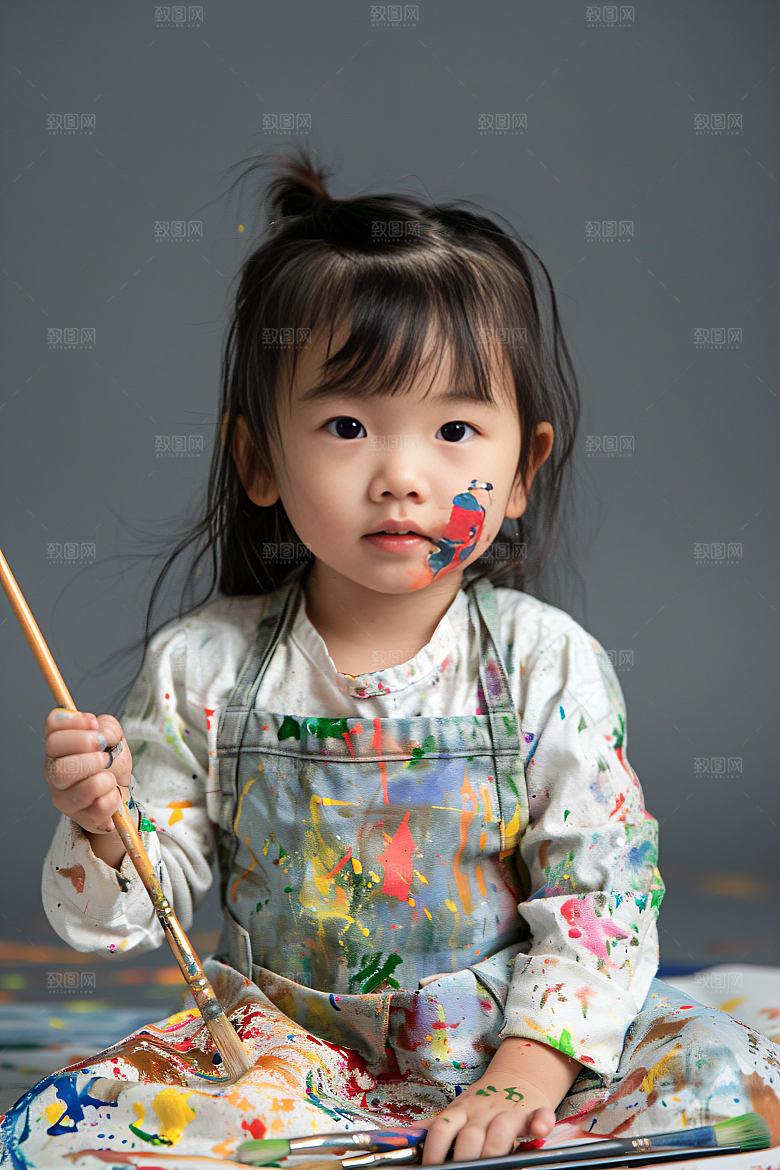 儿童绘画高清美术摄影图
