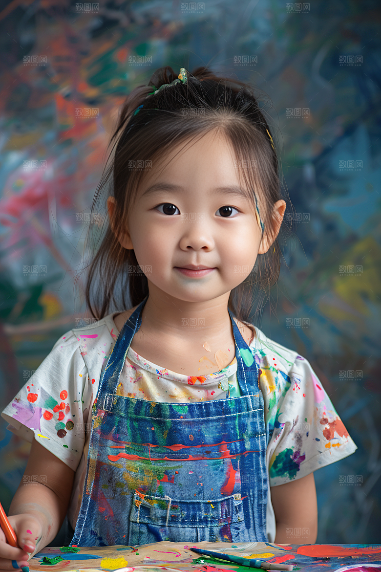 儿童绘画人物教学摄影图