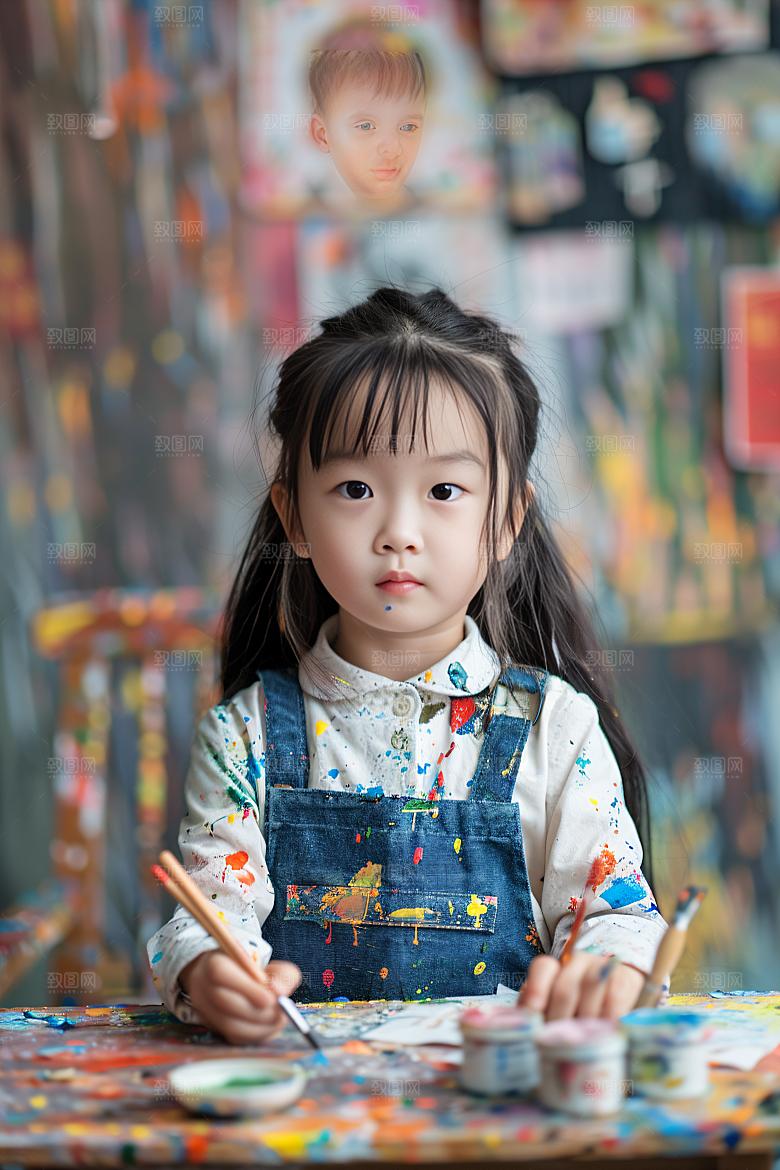 儿童绘画教学色彩摄影图