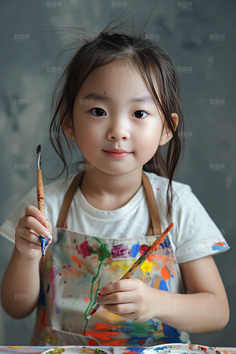 儿童绘画色彩课堂摄影图
