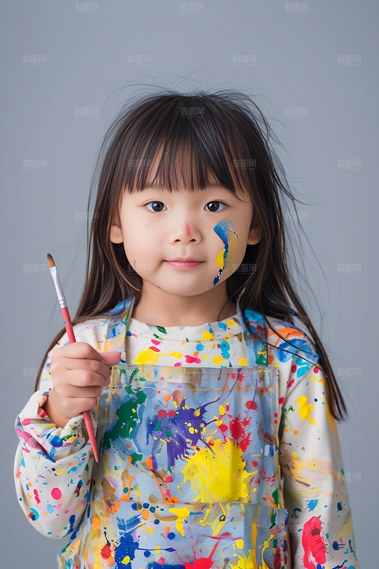 儿童绘画高清油画摄影图