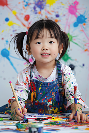 儿童绘画美术小画家摄影图