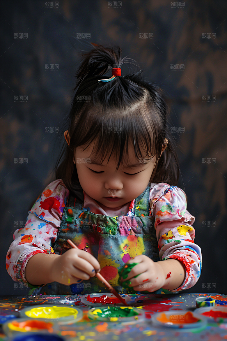 儿童绘画涂鸦小画家摄影图