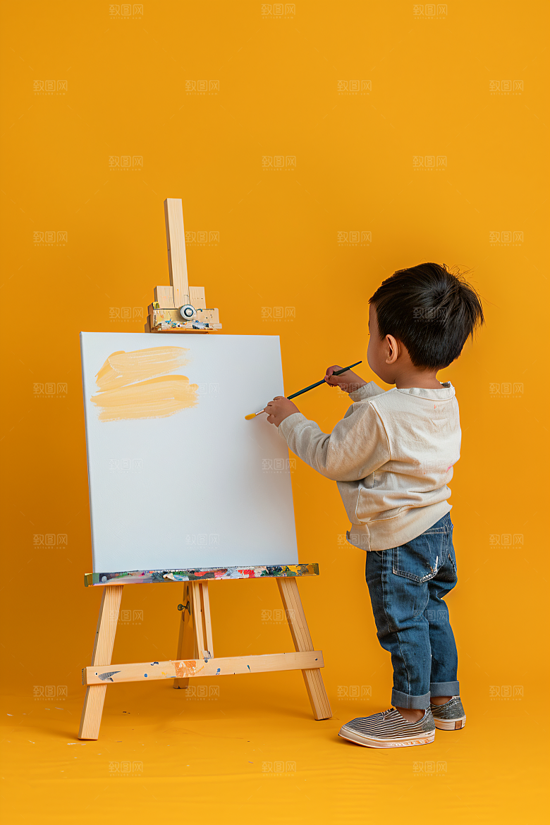 儿童绘画教学颜料摄影图