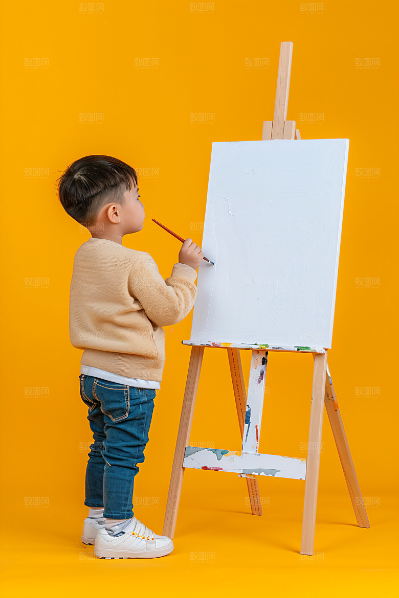 儿童绘画颜料画板摄影图