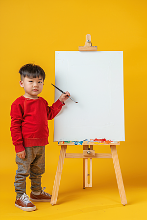 儿童绘画课程颜料摄影图