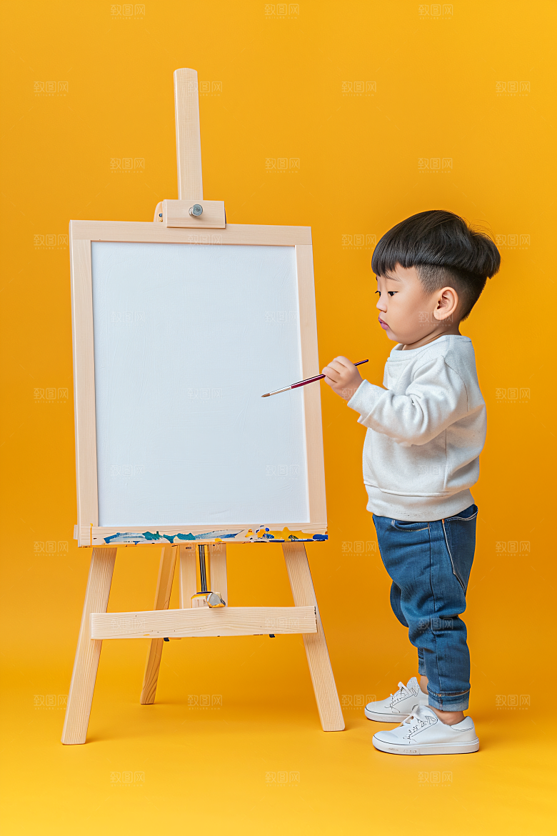 儿童绘画高清油画摄影图