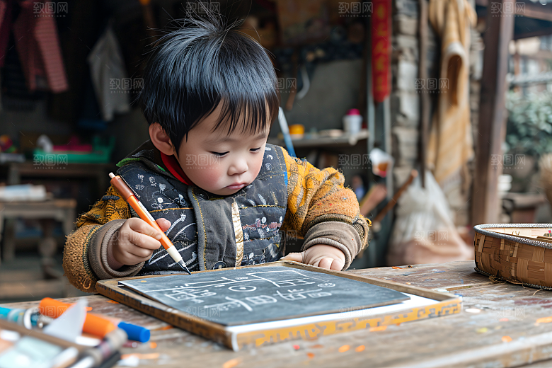 儿童绘画人物涂鸦摄影图
