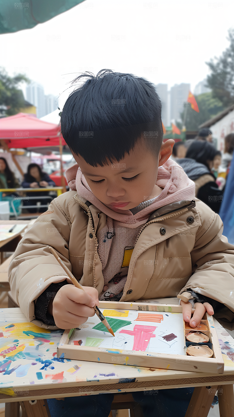 儿童绘画课程色彩摄影图