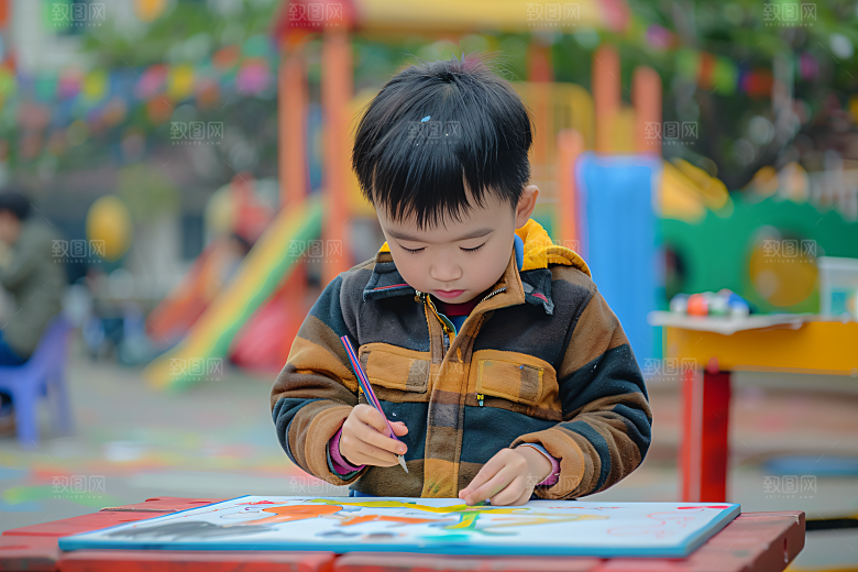 儿童绘画油画课堂摄影图