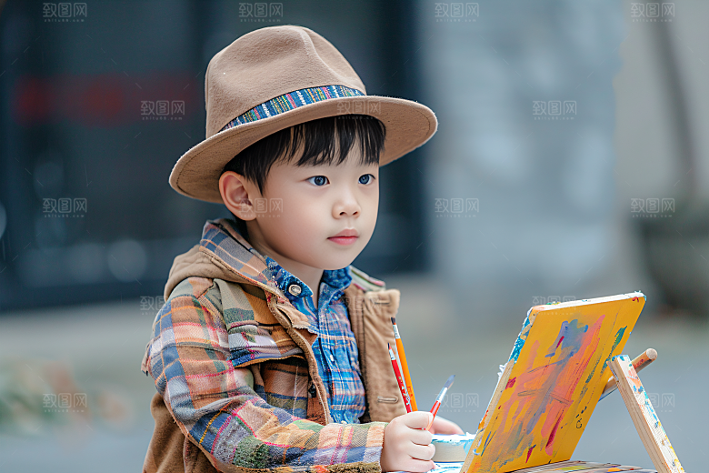 儿童绘画色彩教学摄影图